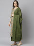 Peach Cotton Floral Print Kurta with Palazzo and Dupatta